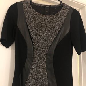 Ann Taylor faux leather detail top